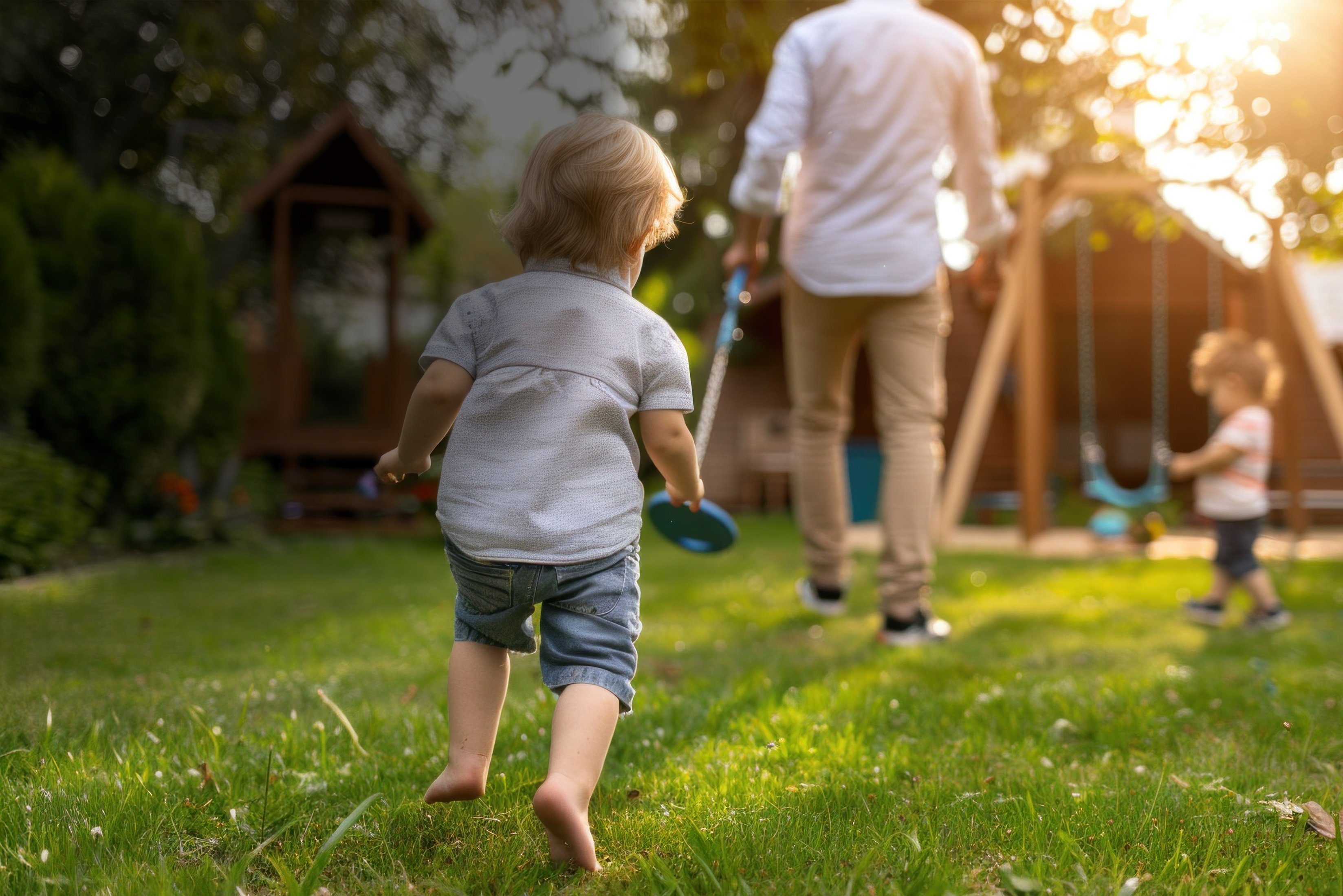Family in backyard